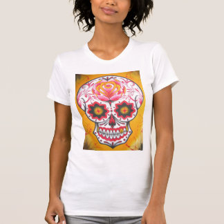 Camiseta Rosa do crânio do açúcar e tanque dos ouro
