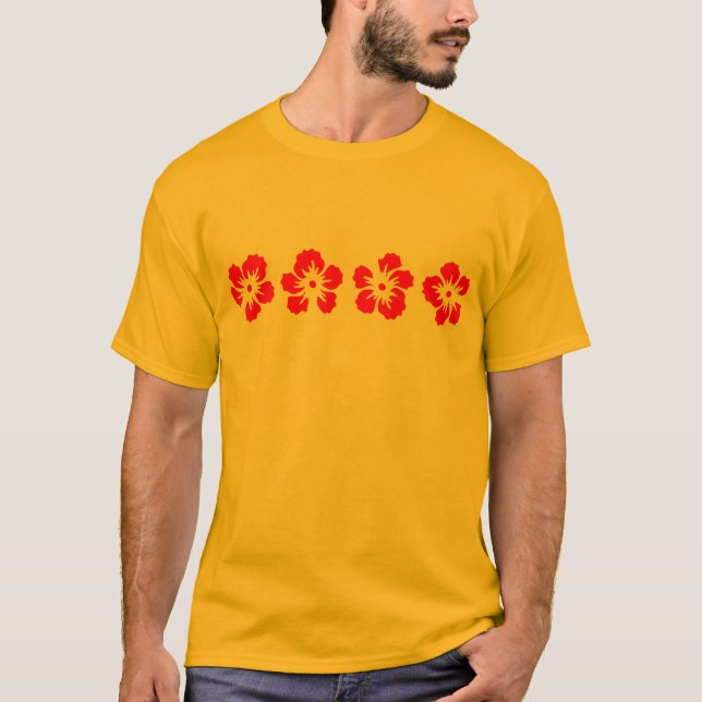 Camiseta rosa do hibiscus do vermelho de Sharon (Frente)