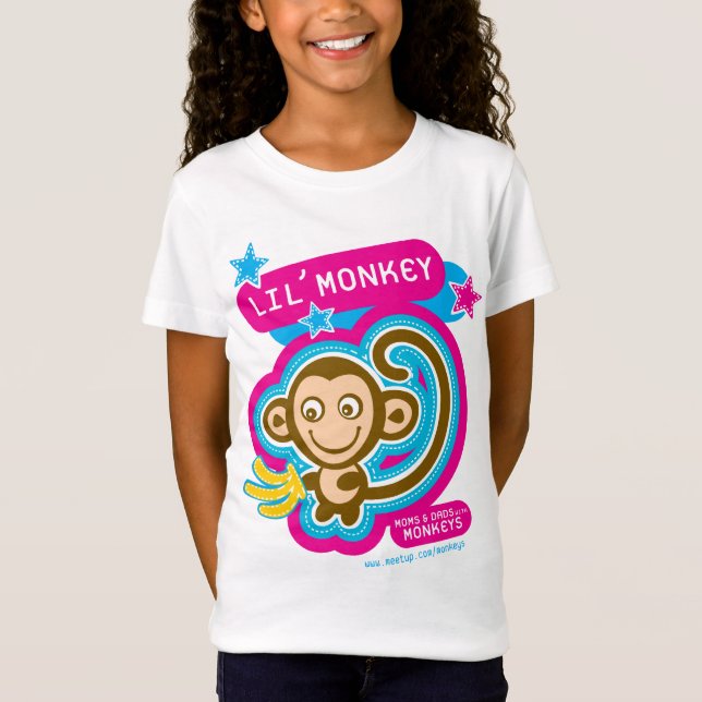 Camiseta Rosa dos macaco-miúdos de Lil (Frente)