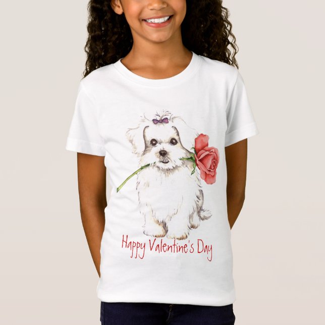 Camiseta Rosa dos namorados maltês (Frente)