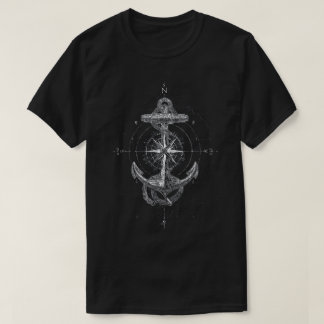 Camiseta Rosa dos Ventos Âncora Náutica Vintage Marinha