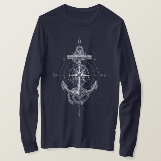 Camiseta Rosa dos Ventos Âncora Náutica Vintage Marinha