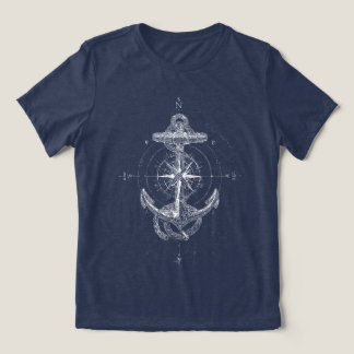 Camiseta Rosa dos Ventos Âncora Náutica Vintage Marinha