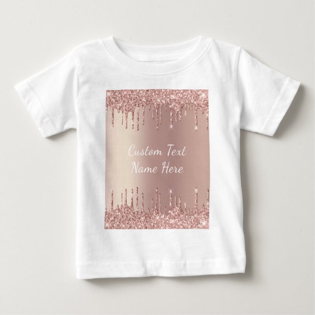 Camiseta Rosa Dourada Lente Brilhante Dica Lente Bebê T-Shi (Frente)