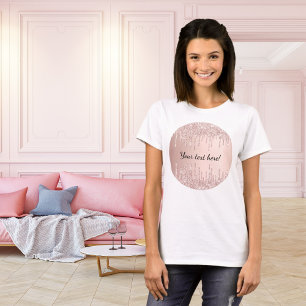 Camiseta Rosa dourado goteja gotejando texto de viga