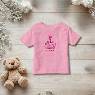 Camiseta Rosa e Roxo Ser uma Princesa é Exaustivo