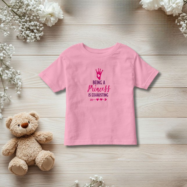 Camiseta Rosa e Roxo Ser uma Princesa é Exaustivo (Pink purple baby girl Being a Princess is Exhausting T-shirt. Baby Toddler, Kids Clothing)