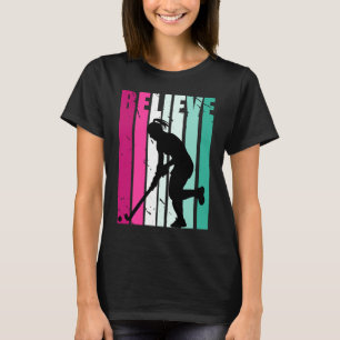 Camiseta Rosa e Verde Motivacional Hockey Feminino Acredite