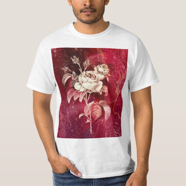Camiseta Rosa em Fundo Texturizado Vermelho (Frente)