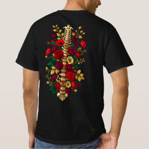 Camiseta Rosa Espinhal Florescer Através da Dor Arte Gótica