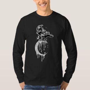 Camiseta Rosa estética oculta da lua do Crescente Crow Rave