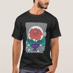 Camiseta Rosa estética Weircore Com Illusão De Olhos Nós