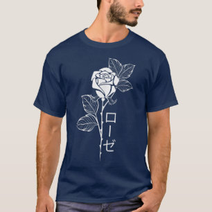 Camiseta Rosa Estético de Rosa de Vaporwave em Tet Japonês