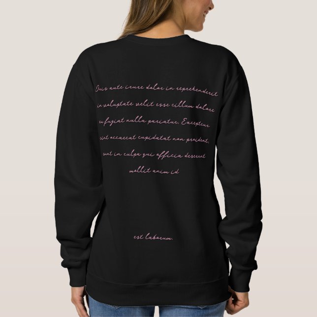 Camiseta Rosa Estético Preto Escrita à Mão Script Elegante (Verso)