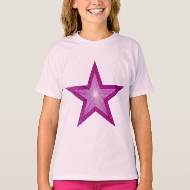 Camiseta rosa-estrela rosa (Frente)