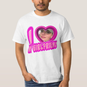 Camiseta Rosa Eu Amo Minha Foto Namorada Personalizada