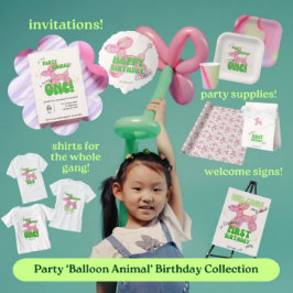 Camiseta Rosa Eu Sou o Animal de Balão da Festa de Aniversá