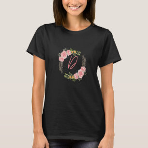Camiseta Rosa Floral cor-de-rosa-chic Aleta inicial Monogra