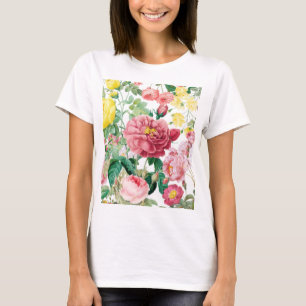 Camiseta Rosa Floral Vintage Primavera Garden