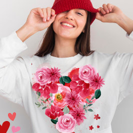 Camiseta Rosa Gold Heart Love Dia de os namorados Women