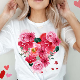 Camiseta Rosa Gold Heart Love Dia de os namorados Women