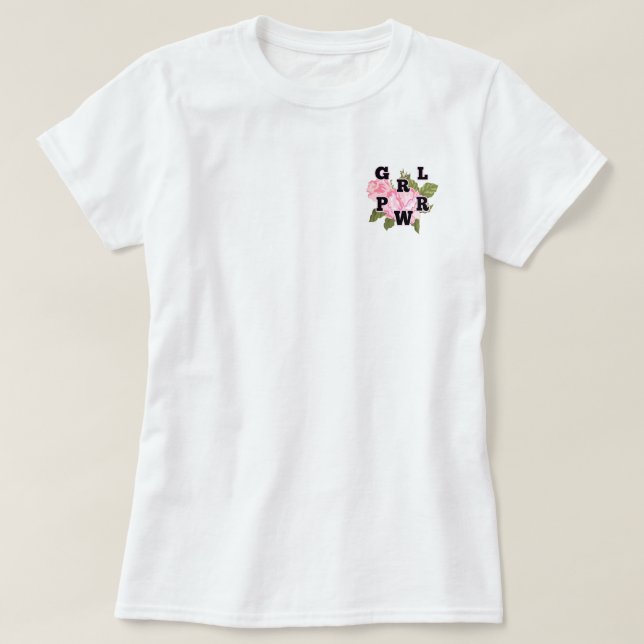 Camiseta rosa GRL PWR (Frente do Design)