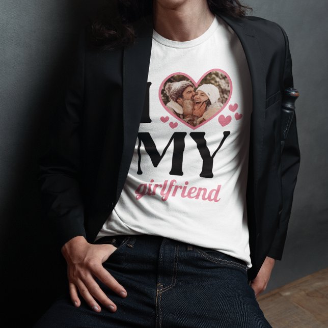 Camiseta Rosa I Heart My Namorada Add Photo (Criador carregado)