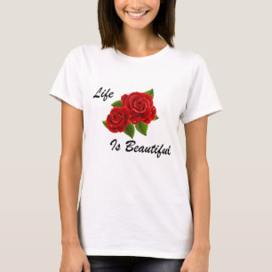 Camiseta Rosa, inspiracional, branco, vermelho, impressão, 