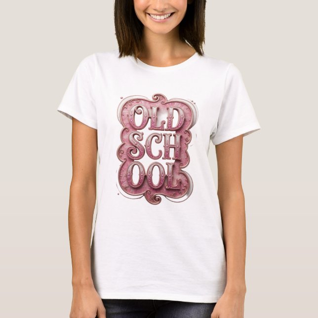 Camiseta Rosa Intenso Design Personalizado OLD SCHOOL (Frente)
