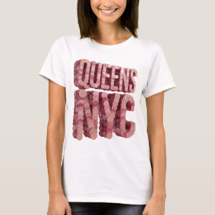 Camiseta Rosa Intenso QUEENS NYC Impressão