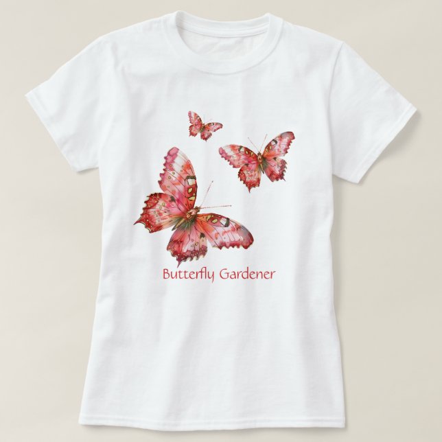 Camiseta Rosa Jardineiro de Borboletas (Frente do Design)