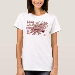 Camiseta Rosa Limpa BEBER VINHO RIR VIVER