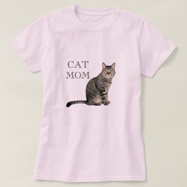 Camiseta Rosa Mãe de Gato Tabby Cinza (Frente do Design)