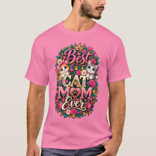 Camiseta Rosa Melhor Mãe de Gato de Todos os Tempo