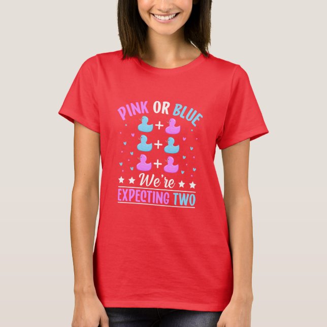 Camiseta Rosa ou Azul, estamos esperando dois (4) (Frente)