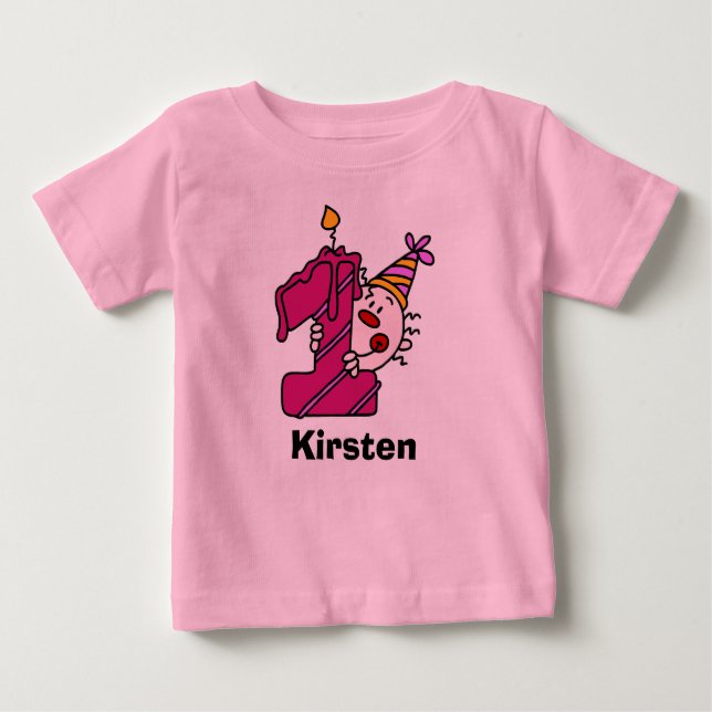Camiseta rosa Palhaçada Primeiro Bithday (Frente)