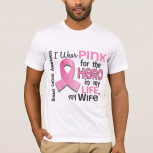 Camiseta Rosa para o herói em meu cancro da mama da esposa