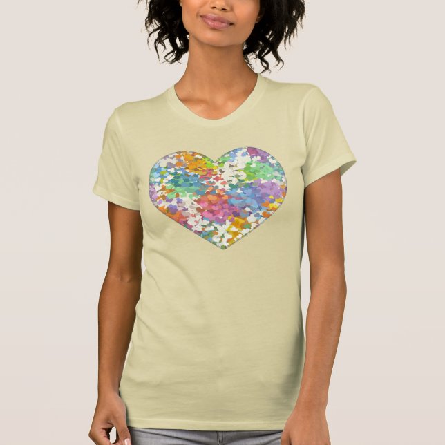 Camiseta Rosa Pastel Confetti Corações (Frente)