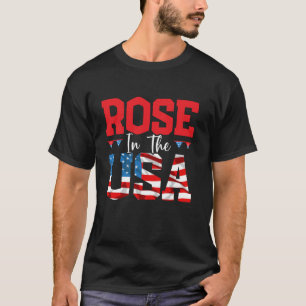 Camiseta Rosa Patriótico Da América Na Bandeira Dos EUA 4 D