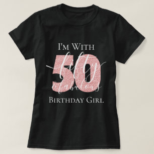 Camiseta Rosa personalizado, Dourado 50 Fab Birthday Glitte