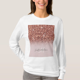 Camiseta Rosa personalizado, Dourado, brilha, luxo 