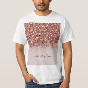 Camiseta Rosa personalizado, Dourado, brilha, luxo