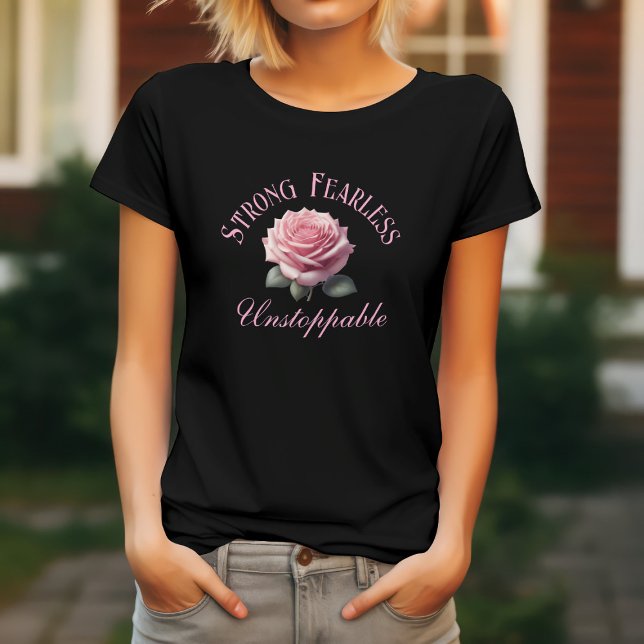 Camiseta Rosa Pink Forte Destemida e Imparável (Criador carregado)