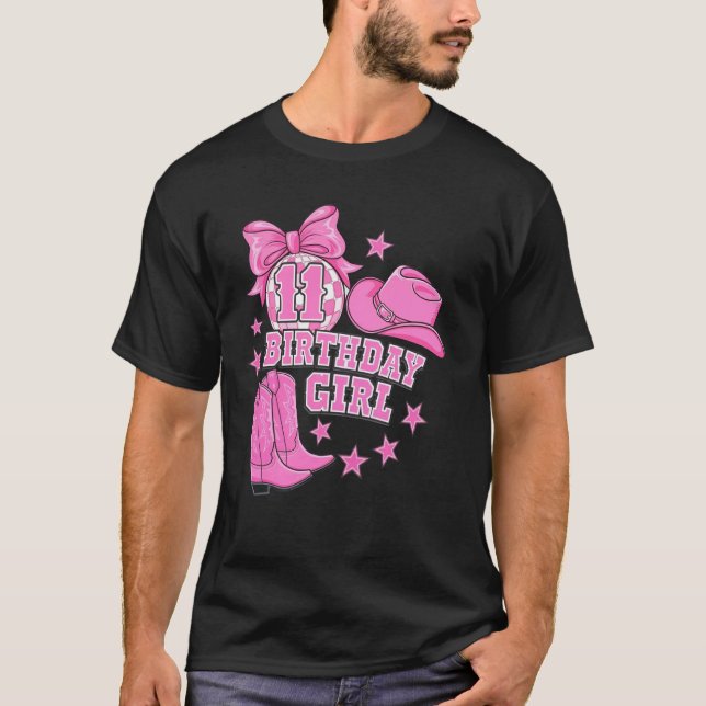Camiseta Rosa Preparado Ocidental Disco Aniversário de 11 a (Frente)