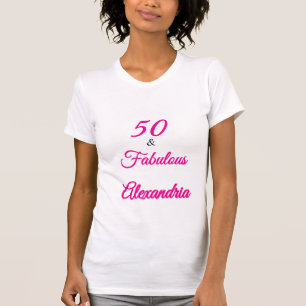 Camiseta Rosa Preto 50 & Fabuloso Aniversário de 50 anos