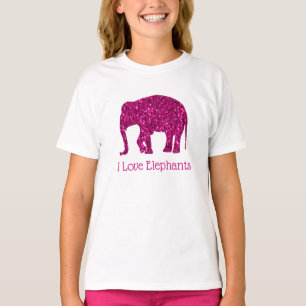 Camiseta Rosa quente brilhante Adoro texto personalizado de