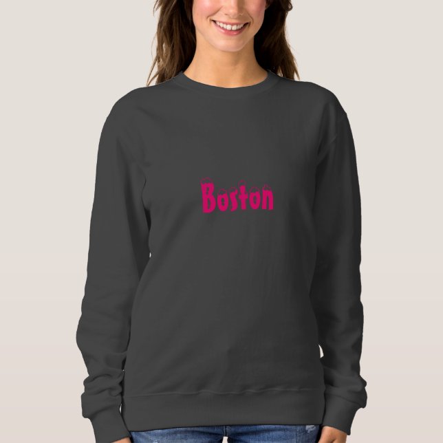 Camiseta Rosa-quente de "Boston" - Hoodies & Sweet (Frente)
