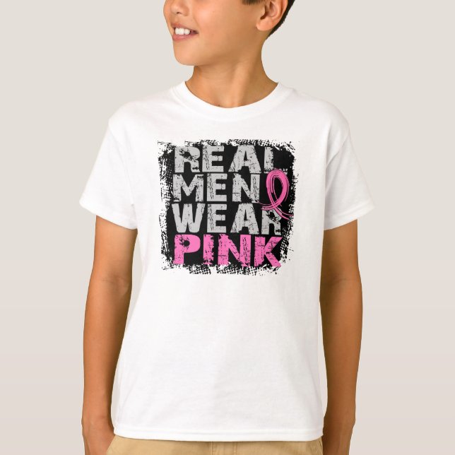 Camiseta Rosa real do desgaste de homens do cancro da mama (Frente)