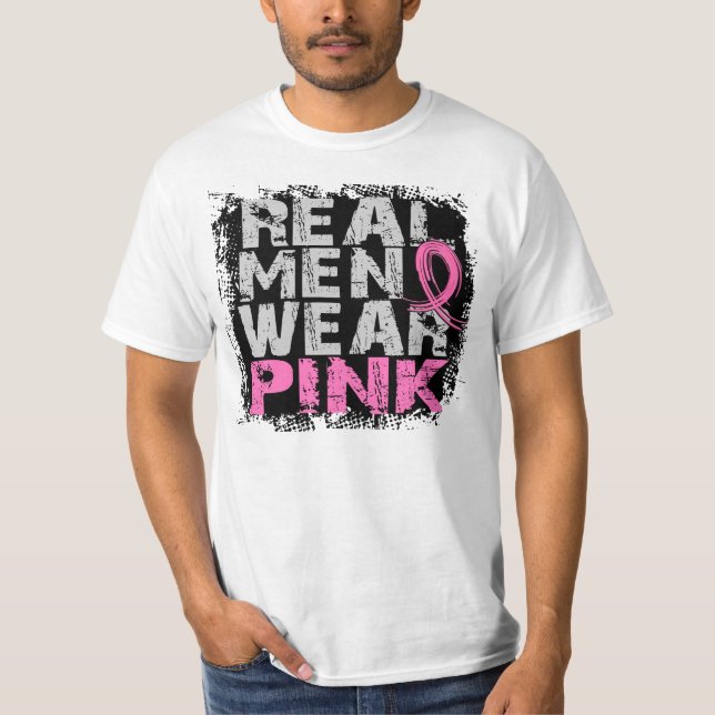 Camiseta Rosa real do desgaste de homens do cancro da mama (Frente)