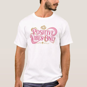 Camiseta Rosa Retro APENAS VIBRAÇÕES POSITIVAS Motivo Artís
